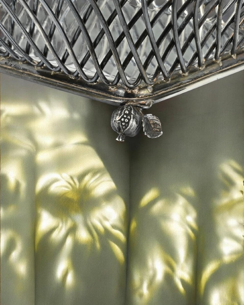 Sterling Silver Bread Basket - Italy, 20th Century-photo-4